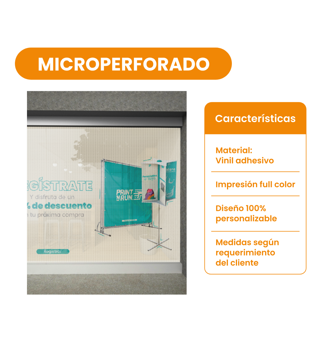 Vinil microperforado para vitrinas