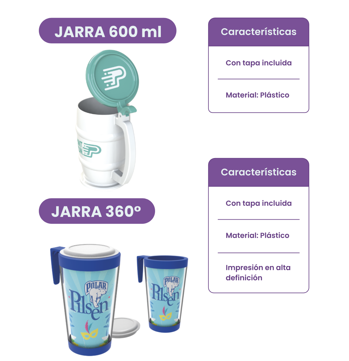 Jarra 600 ml y jarra 360 grados